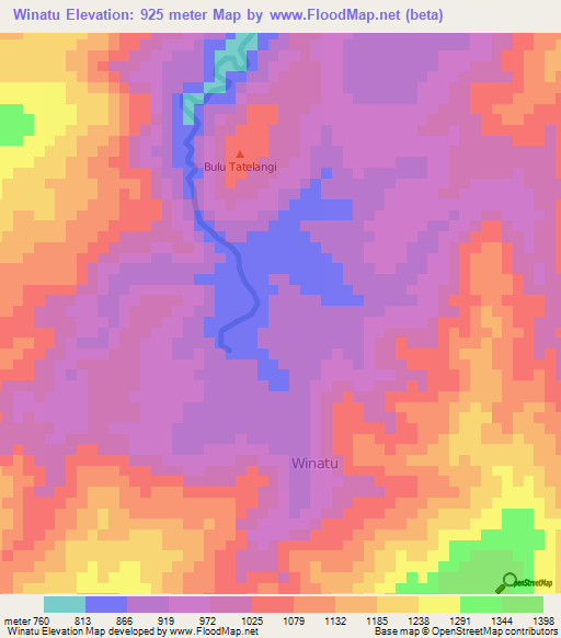 Winatu,Indonesia Elevation Map