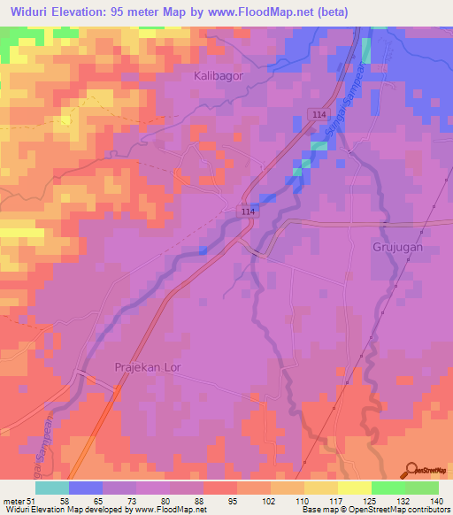 Widuri,Indonesia Elevation Map