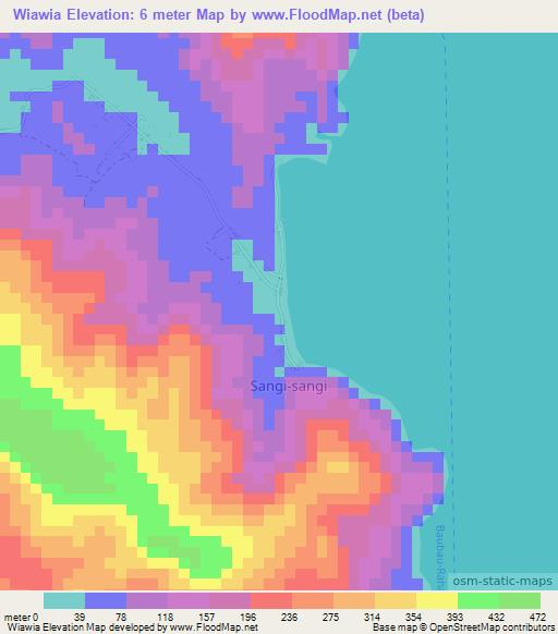 Wiawia,Indonesia Elevation Map