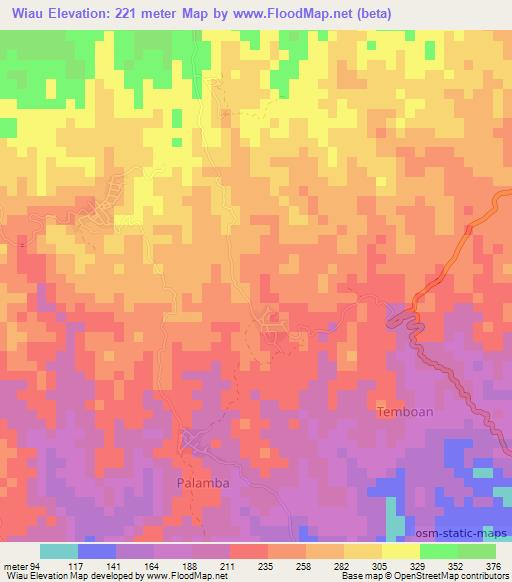 Wiau,Indonesia Elevation Map