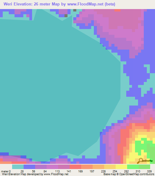 Weri,Indonesia Elevation Map