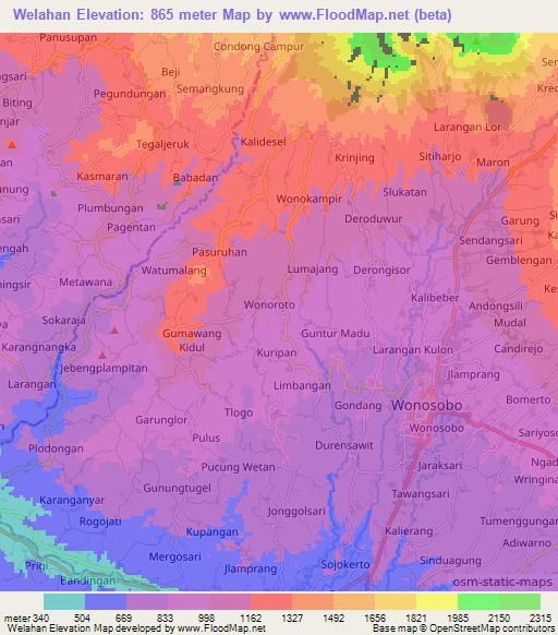 Welahan,Indonesia Elevation Map