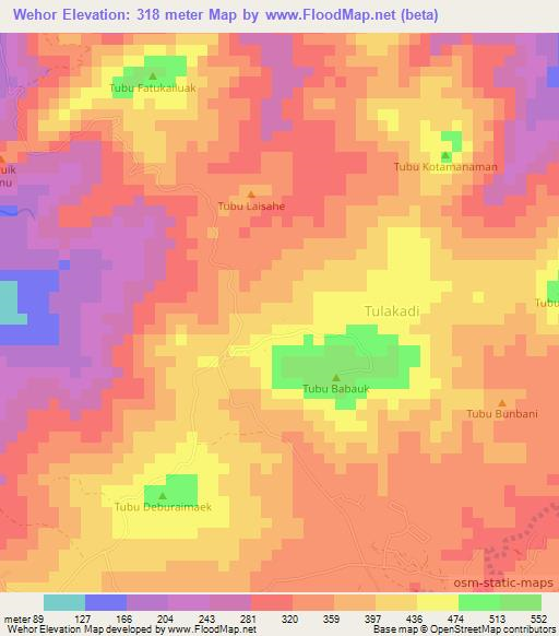 Wehor,Indonesia Elevation Map