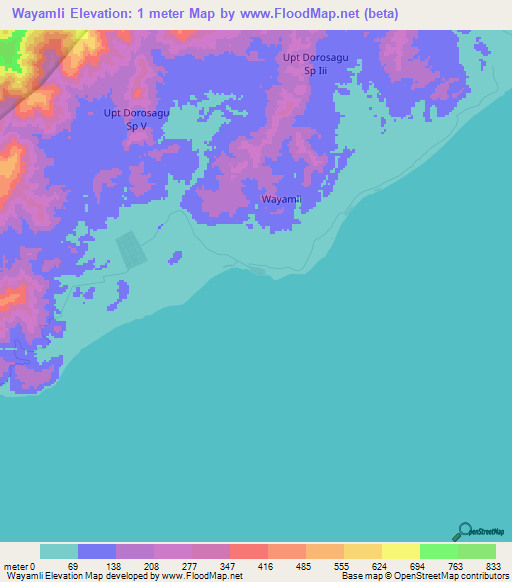 Wayamli,Indonesia Elevation Map