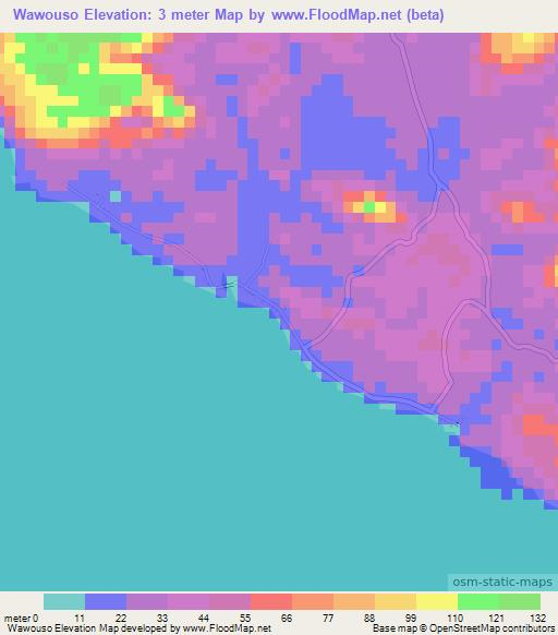 Wawouso,Indonesia Elevation Map