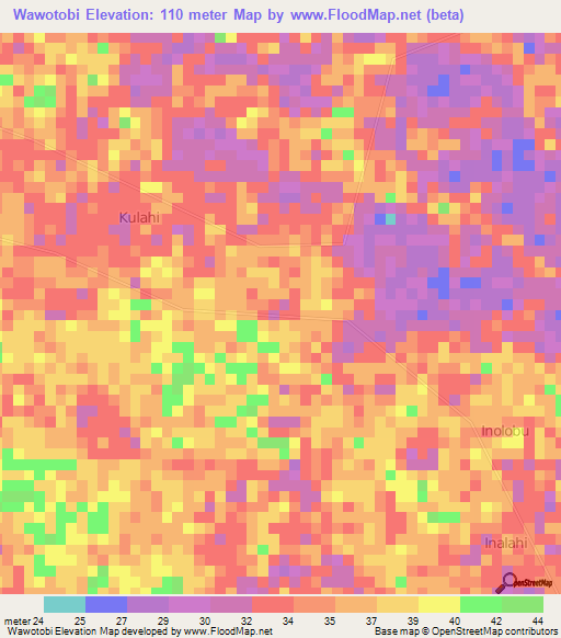 Wawotobi,Indonesia Elevation Map