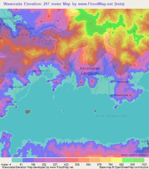 Waworada,Indonesia Elevation Map