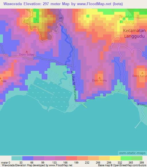 Waworada,Indonesia Elevation Map