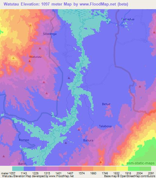 Watutau,Indonesia Elevation Map