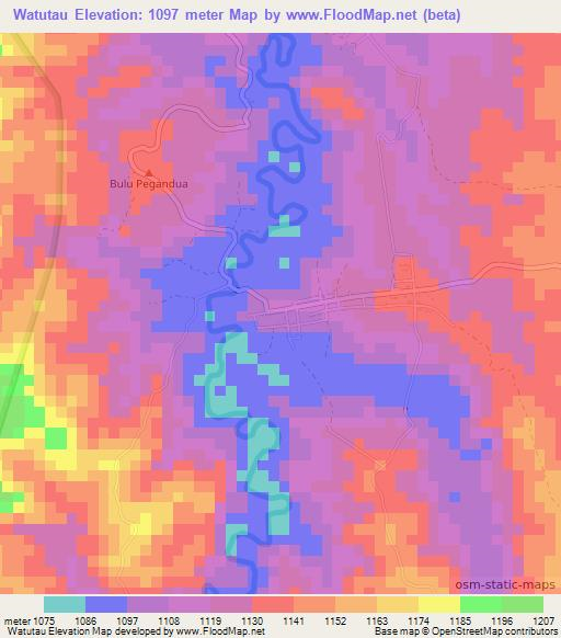 Watutau,Indonesia Elevation Map