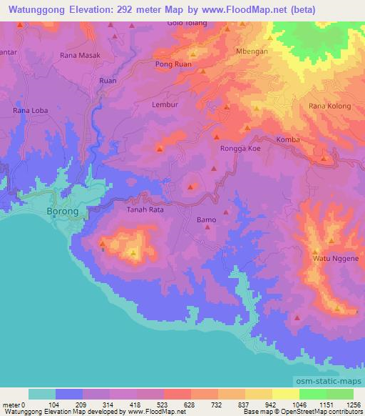 Watunggong,Indonesia Elevation Map