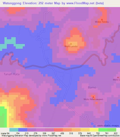 Watunggong,Indonesia Elevation Map