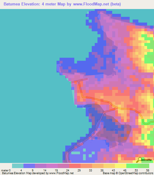 Batumea,Indonesia Elevation Map