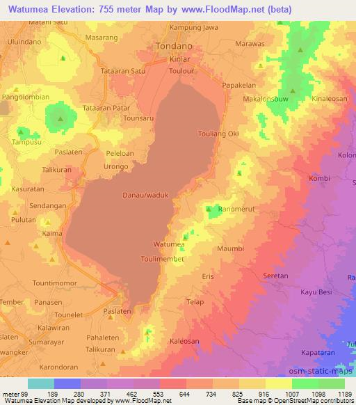 Watumea,Indonesia Elevation Map