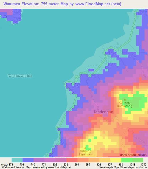 Watumea,Indonesia Elevation Map