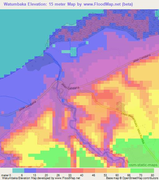 Watumbaka,Indonesia Elevation Map