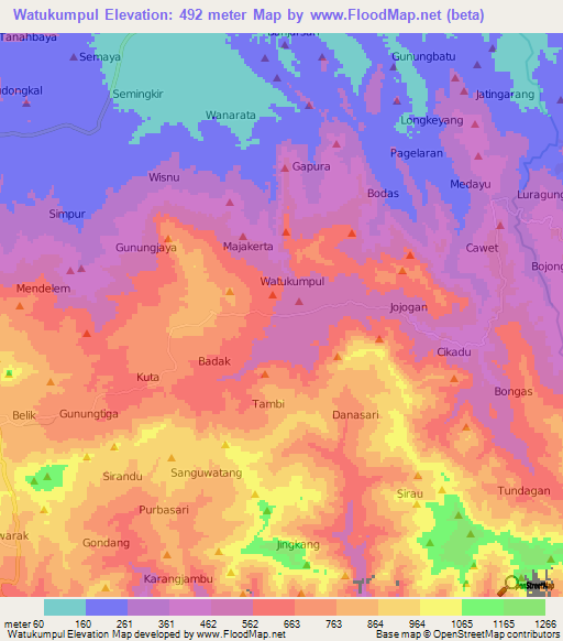 Watukumpul,Indonesia Elevation Map