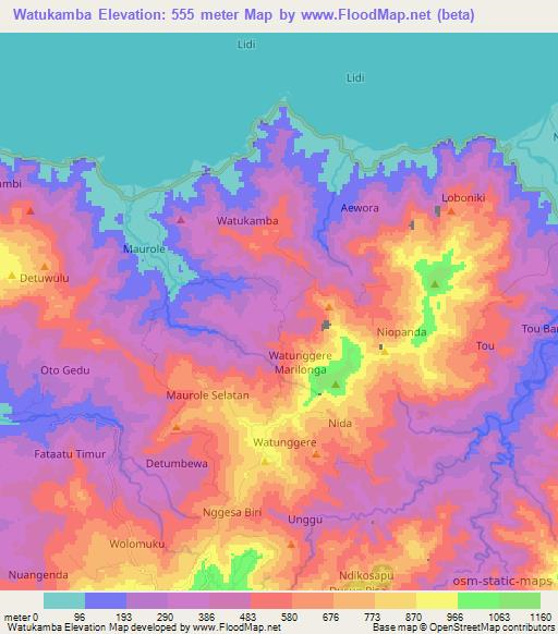 Watukamba,Indonesia Elevation Map