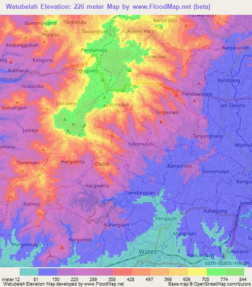 Watubelah,Indonesia Elevation Map