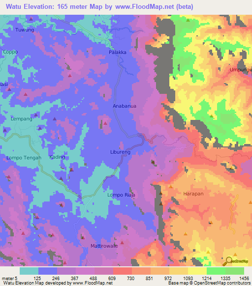 Watu,Indonesia Elevation Map