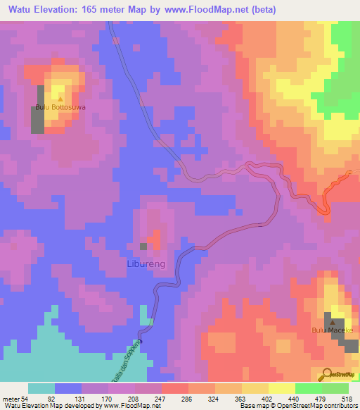 Watu,Indonesia Elevation Map