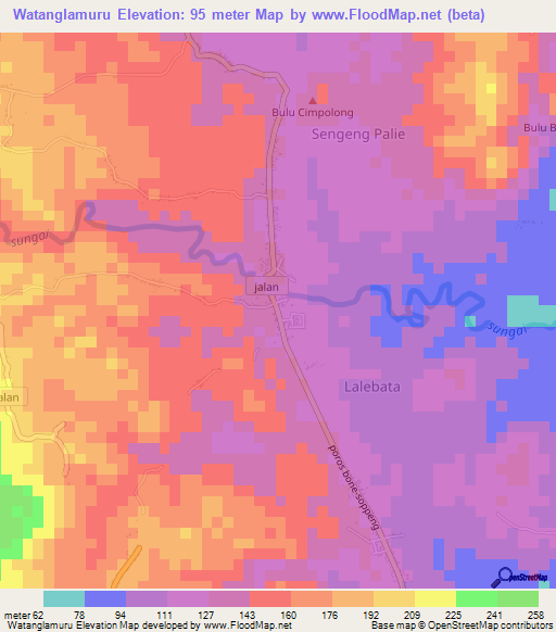 Watanglamuru,Indonesia Elevation Map