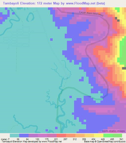 Tambayoli,Indonesia Elevation Map