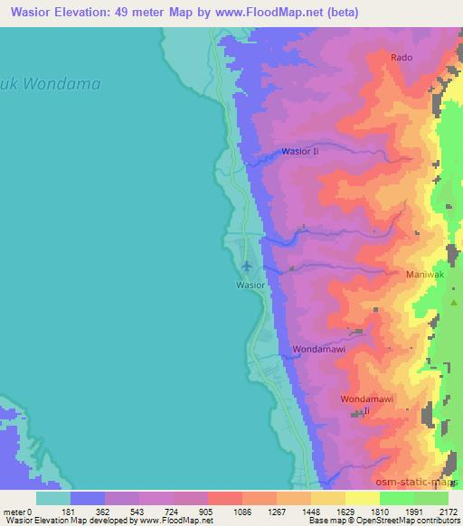 Wasior,Indonesia Elevation Map