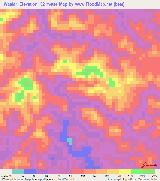 Wasian,Indonesia Elevation Map