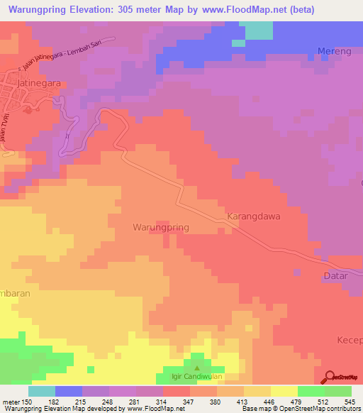 Warungpring,Indonesia Elevation Map