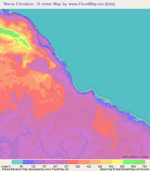 Warsa,Indonesia Elevation Map