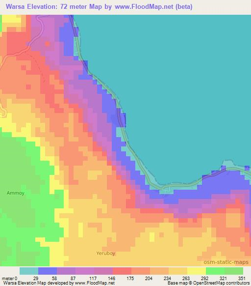 Warsa,Indonesia Elevation Map