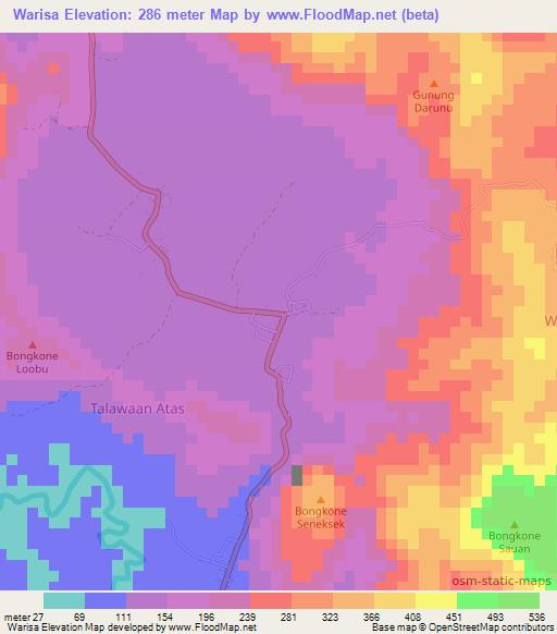 Warisa,Indonesia Elevation Map