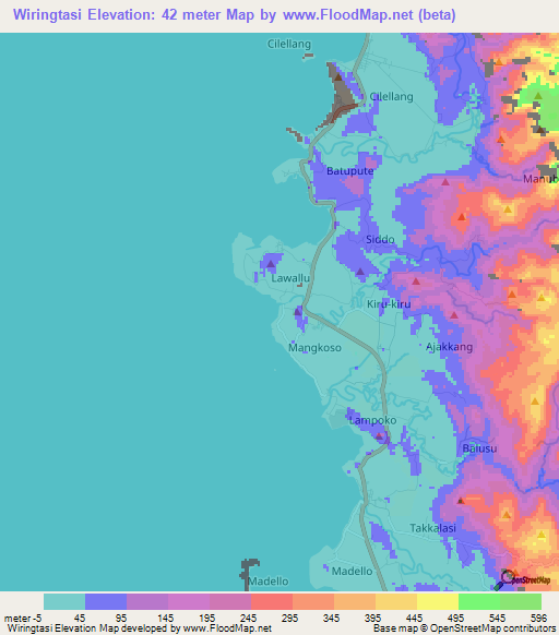 Wiringtasi,Indonesia Elevation Map