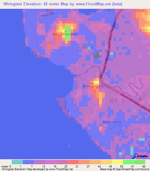 Wiringtasi,Indonesia Elevation Map