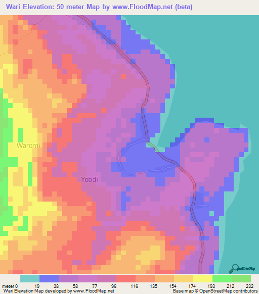 Wari,Indonesia Elevation Map