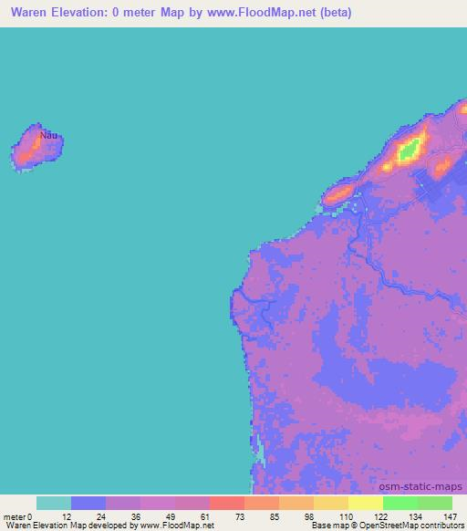 Waren,Indonesia Elevation Map