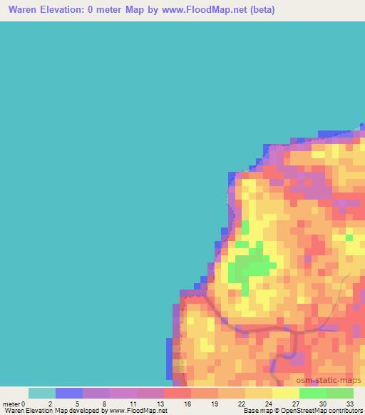 Waren,Indonesia Elevation Map