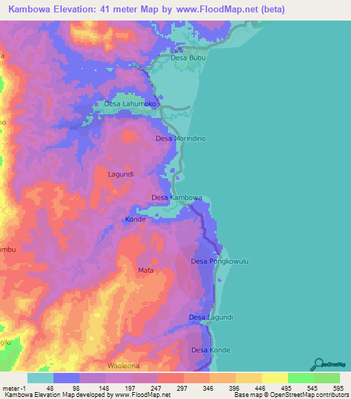 Kambowa,Indonesia Elevation Map