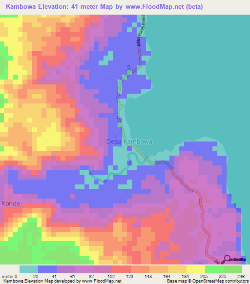 Kambowa,Indonesia Elevation Map