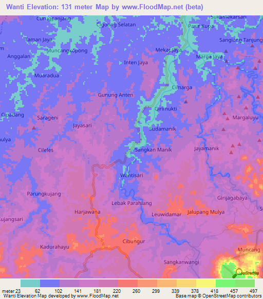 Wanti,Indonesia Elevation Map