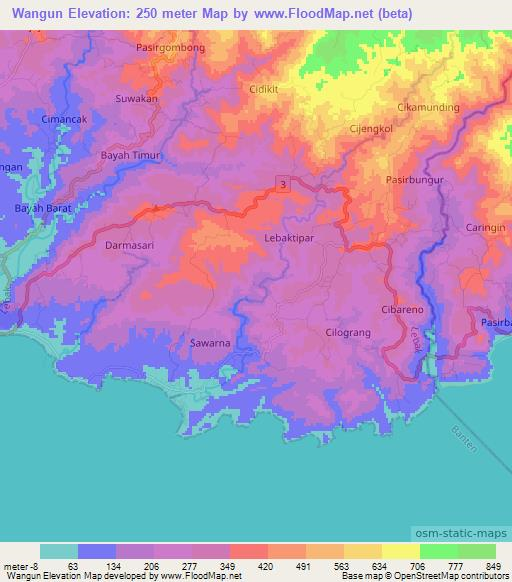 Wangun,Indonesia Elevation Map