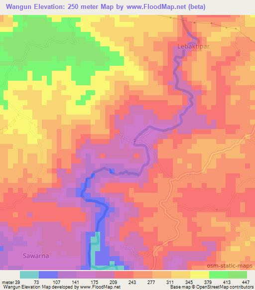 Wangun,Indonesia Elevation Map