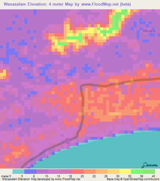 Wanasalam,Indonesia Elevation Map