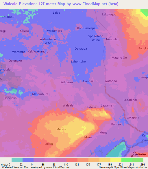 Waleale,Indonesia Elevation Map