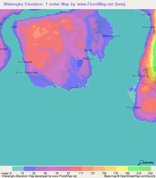 Wakengku,Indonesia Elevation Map