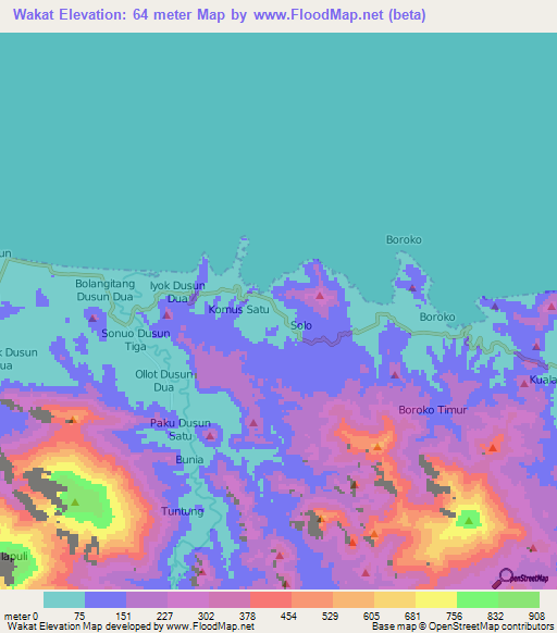 Wakat,Indonesia Elevation Map