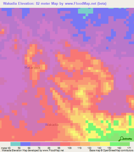 Wakadia,Indonesia Elevation Map