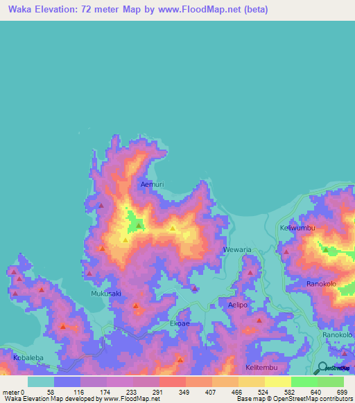 Waka,Indonesia Elevation Map