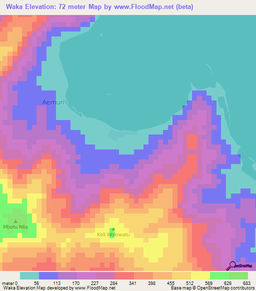 Waka,Indonesia Elevation Map